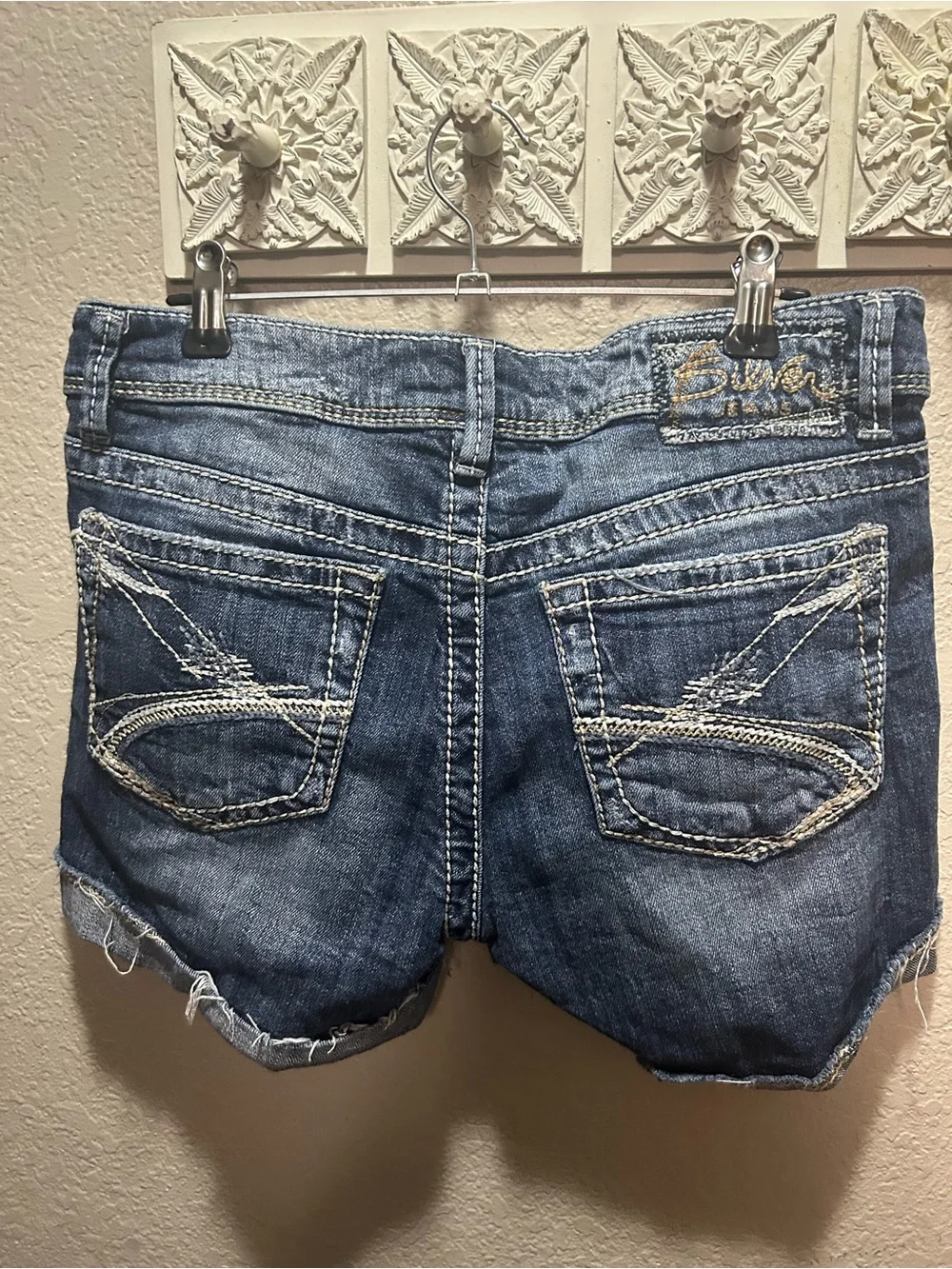 Silver Jeans Distressed Blue Denim Shorts